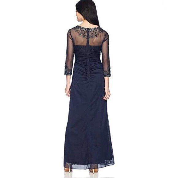 NWOT Alex Evenings Women's Long A-Line Sweetheart Neck Rhinestone Beaded Size 12 - Picture 2 of 10